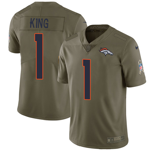 Nike Broncos #1 Marquette King Olive Men's Stitched NFL Limited Salute To Service Jersey